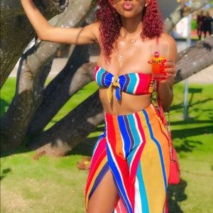 Striped two piece fashion nova set